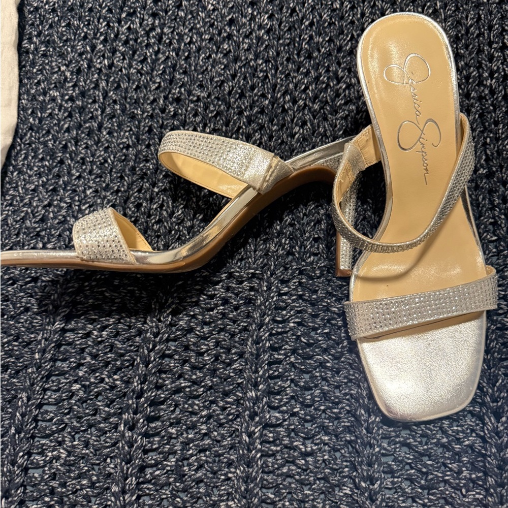 Jessica Simpson Metallic Silver Heels